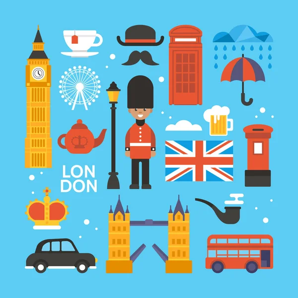 Londres, Gran Bretaña elementos planos para gráficos web y diseño . — Vector de stock