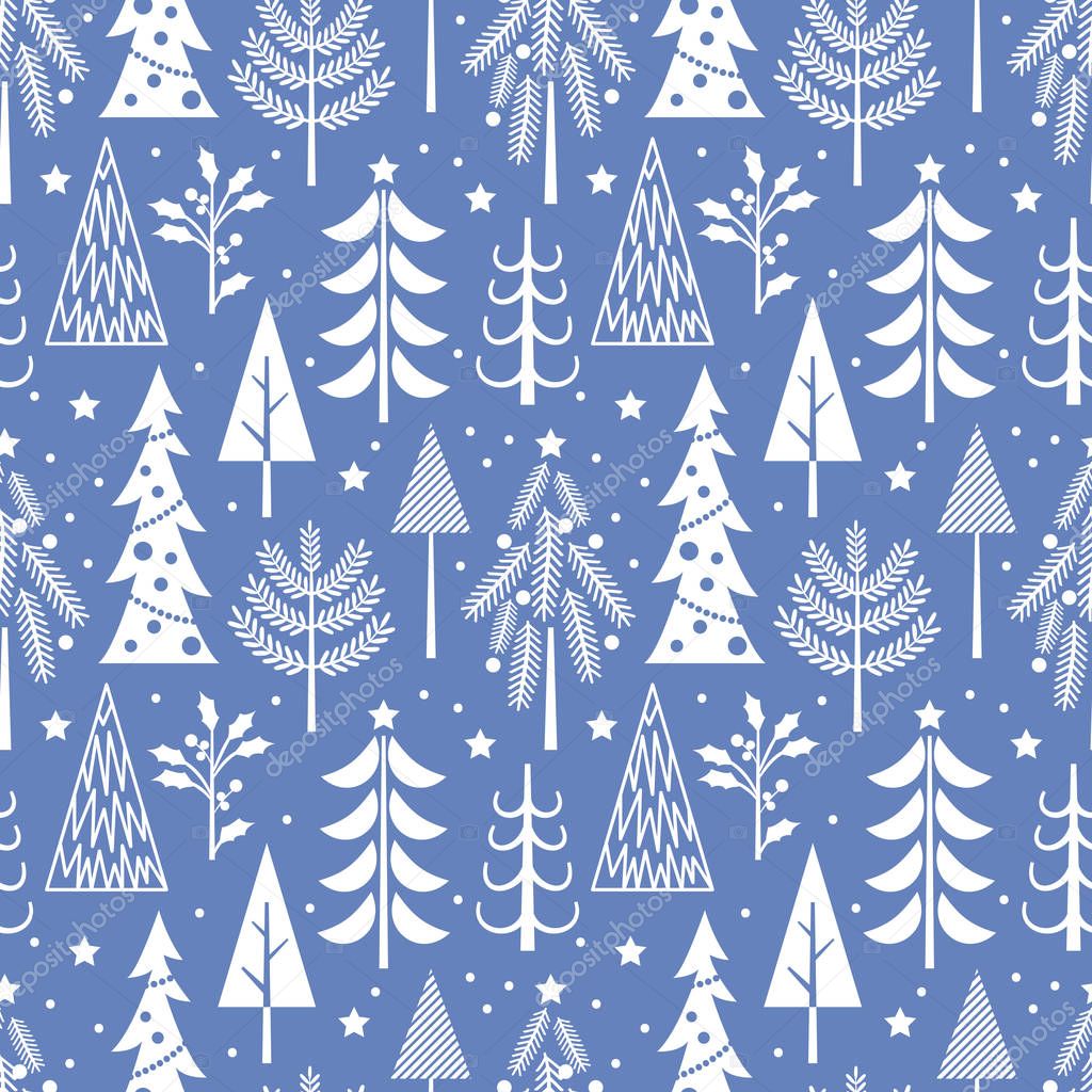 Christmas seamless pattern design with Christmas trees. Vector i