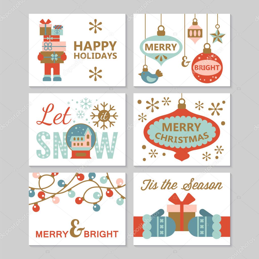 Greeting cards design for Christmas holiday and New Year. Modern