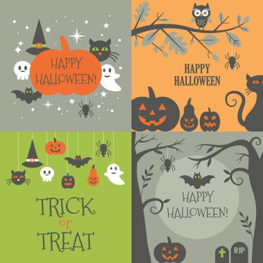 Grafik için dekoratif unsurlar ile Halloween arka plan seti