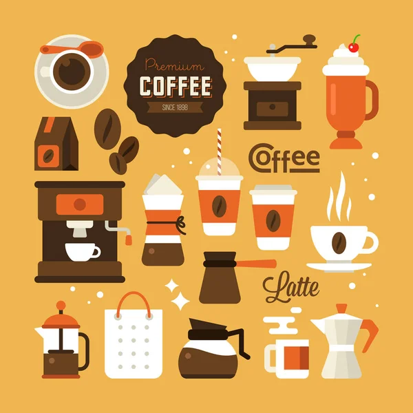 Ícones de café para web e design gráfico — Vetor de Stock