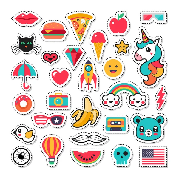 Tendance mode chic patchs, épingles, badges et autocollants design se — Image vectorielle