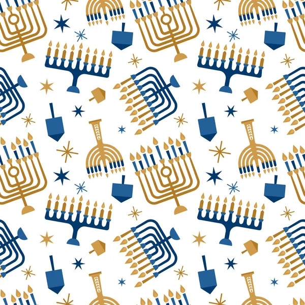 Hanukkah jewish holiday seamless pattern background with for gra — Stock Vector