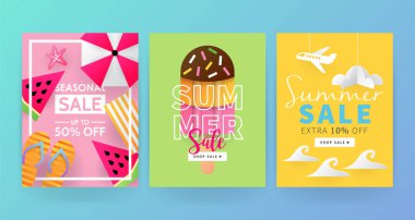 Yaz satış afiş şablonu sosyal medya ve mobil uygulamalar için ayarlanmış