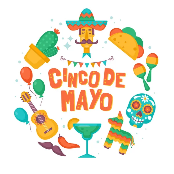 Cinco de Mayo 멕시코 홀리데이 배너, 포스터, 파티 초대장 — 스톡 벡터