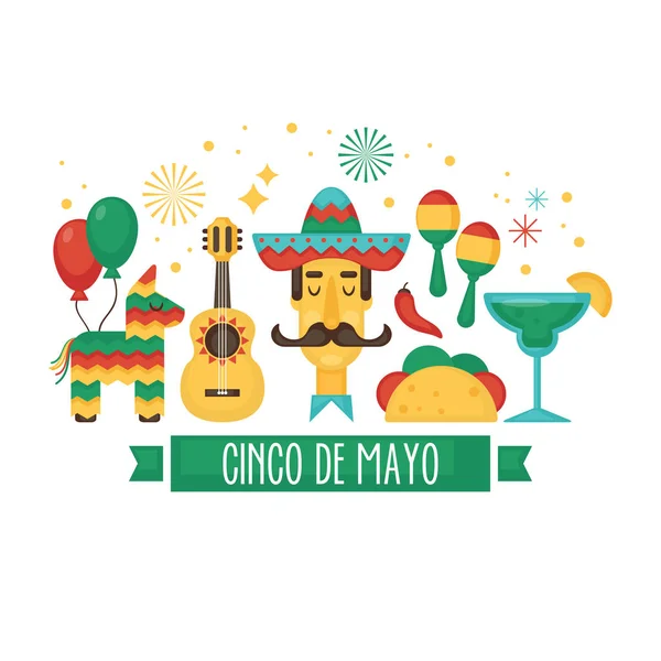 Cinco de Mayo 멕시코 홀리데이 배너, 포스터, 파티 초대장 — 스톡 벡터
