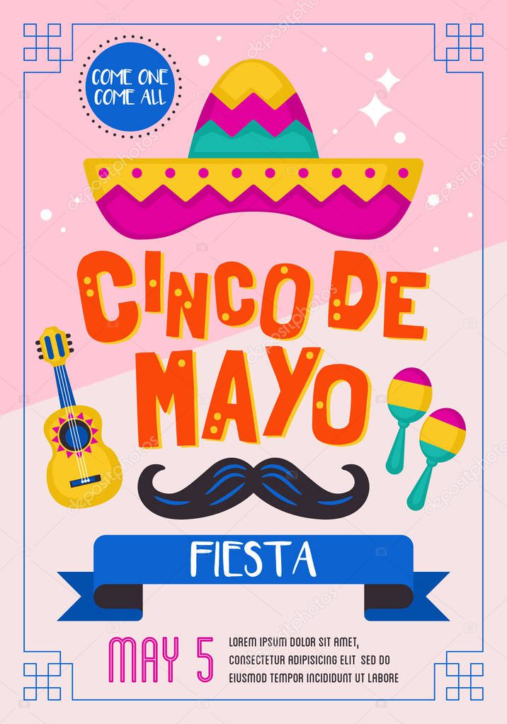 Cinco de Mayo Mexican Holiday banner, poster and party invitatio