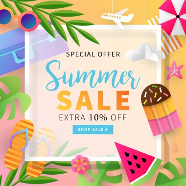 Sosyal medya ve mobil uygulamalar için yaz satış afiş şablonu zekâ