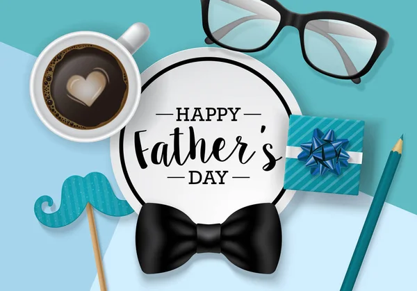 Fathers day banner design with lettering, coffee cup and paper n — Stock Vector