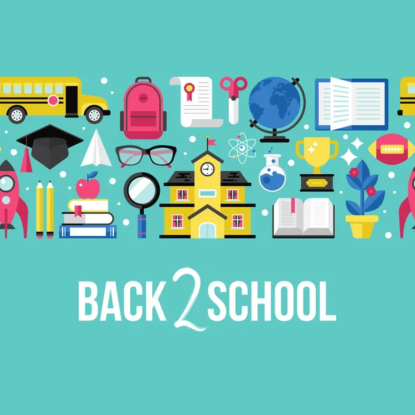 Back to school seamless border design. Vector illustration — Stock Vector