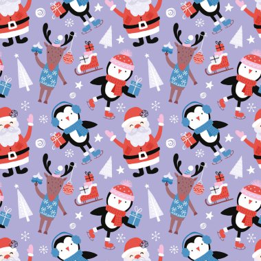 Tatil ve Noel el çizim Dikişsiz desen