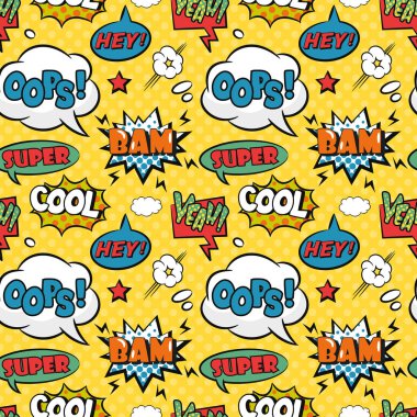 Comic konuşma kabarcıklar Dikişsiz desen