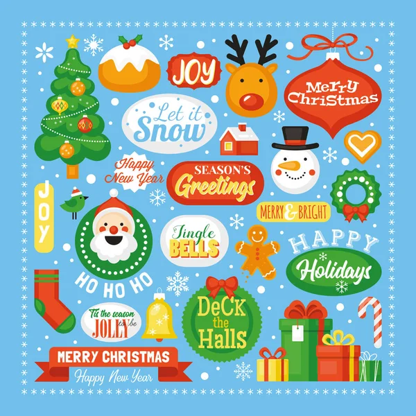 Set de elementos de estilo plano Navidad — Archivo Imágenes Vectoriales