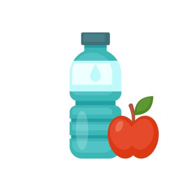 Şişe su ve elma simge tasarımı