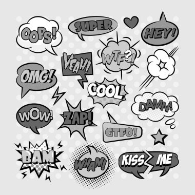 Comic konuşma kabarcıklar pop sanat seti