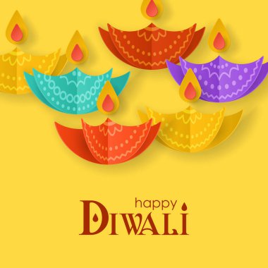Kağıt sanat mumlar ile Diwali Hindu festival afiş tasarımı