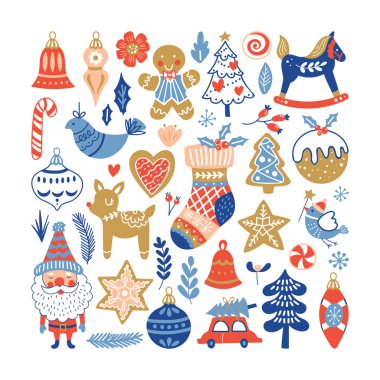 Grafik ve web tasarımı için ayarlanmış Noel tatili öğesi