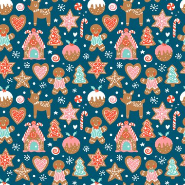 Zencefilli ev ve Noel sorunsuz desen arka plan