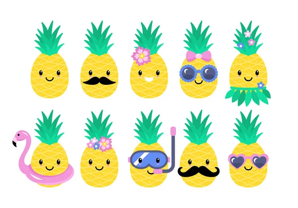 Ananas sevimli karakterler seti 