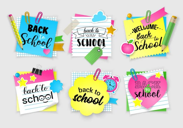 Note paper set for back to school. — Stock Vector