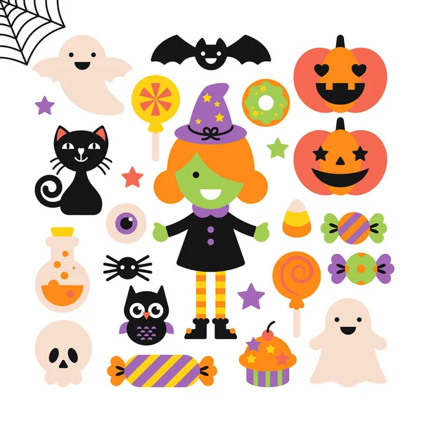 Ensemble d'éléments de vacances Halloween — Image vectorielle