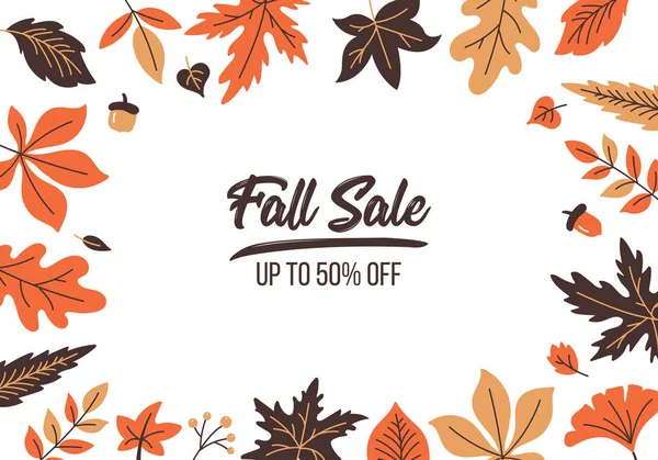 Herbst Verkauf Banner Design mit Herbst Blätter Hintergrund — Stockvektor