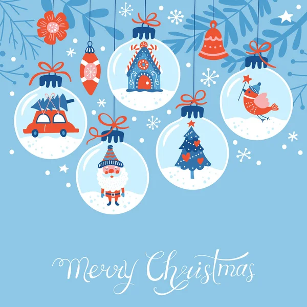 Natal feriado bonito cartão de saudação design — Vetor de Stock