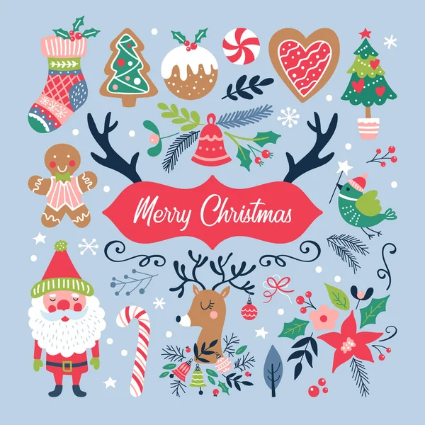 Noel tatili sevimli unsurlar seti