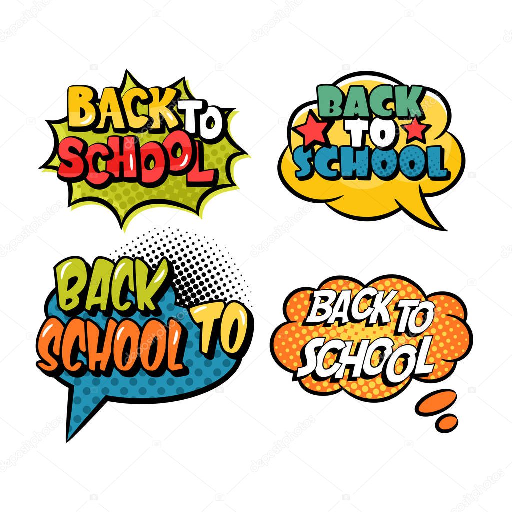 Back to school pop art comics typography