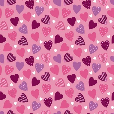 Kalp şekilleri ile Sevgililer Günü için dikişsiz desen.