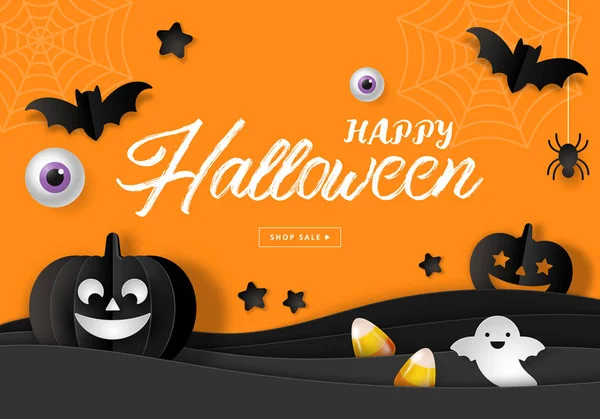 Diseño de banner de venta de Halloween — Vector de stock