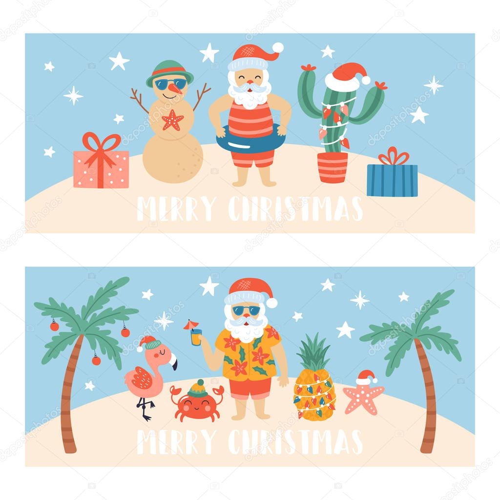 Christmas holiday cute greeting card set