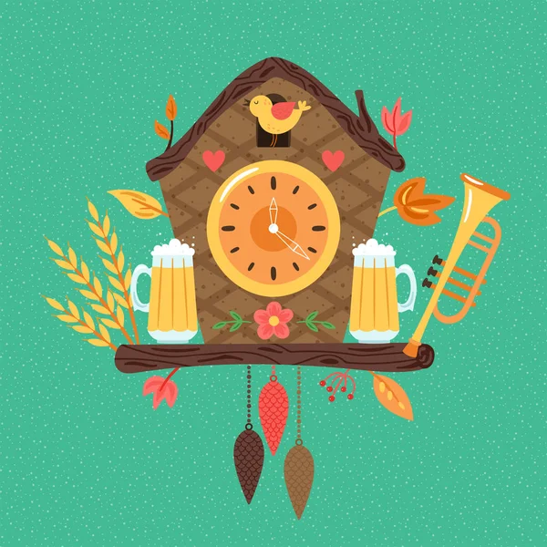 Oktoberfest sevimli guguklu saat tasarımı.