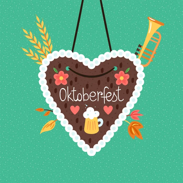 Oktoberfest sevimli zencefilli kalp tasarımı.