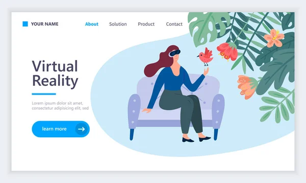 虚拟现实技术概念的网页设计模板. Vec — 图库矢量图片