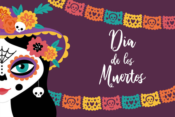 Day of the dead Dia de los Muertos holiday greeting card design 