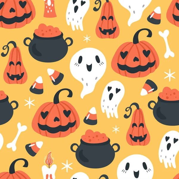 Nahtloses Muster Für Den Halloween Urlaub Kindlicher Hintergrund Für Stoff — Stockvektor