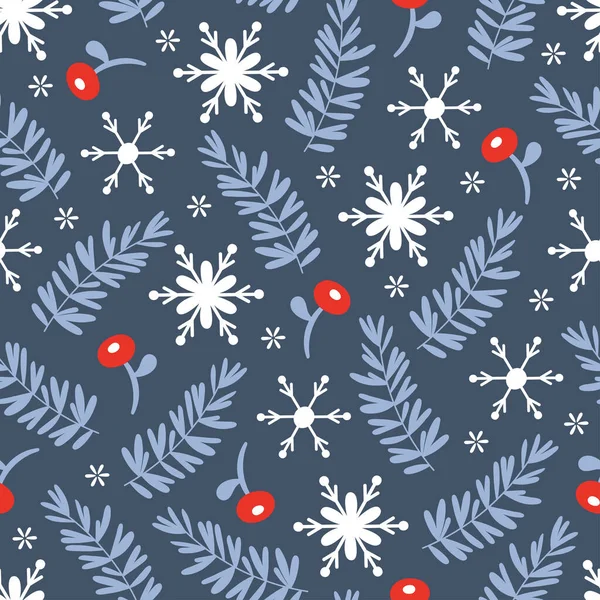 Modèle Sans Couture Pour Les Vacances Noël Avec Des Flocons — Image vectorielle