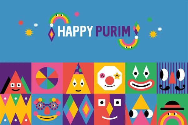 Purim Carnaval Design Cartaz Moderno Estilo Geométrico Moda Modelo Para Vetores De Bancos De Imagens