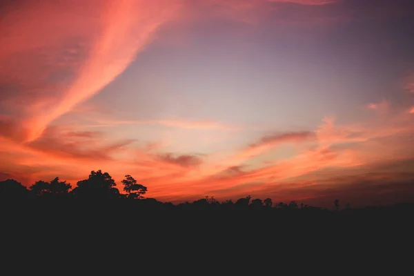 beautiful red and pink sunset with jagged clouds at Radhanagar beach of Havelock Island, Andaman and Nicobar Islands