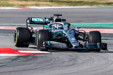 Barcelona, İspanya 18 Şubat 2019: Formül bir Test gün, devre, Barcelona-Catalunya Valteri Bottas.