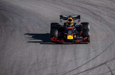 Barcelona, İspanya 18 Şubat 2019: Max Verstappen formül bir Test gün, devre, Barcelona-Catalunya boyunca.