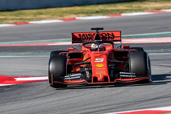 Barcelona España Febrero 2019 Sebastian Vettel Durante Los Días Prueba — Foto de Stock