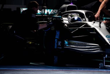Barcelona, İspanya 20 Şubat 2019: Formül bir Test gün, devre, Barcelona-Catalunya Valteri Bottas.