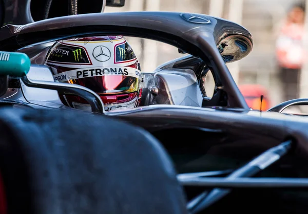 Barcelona Fevereiro 2019 Lewis Hamilton Durante Dias Teste Fórmula Circuito — Fotografia de Stock