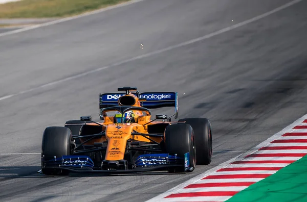 Barcelona Fevereiro 2019 Lando Norris Durante Dias Teste Fórmula Circuito — Fotografia de Stock
