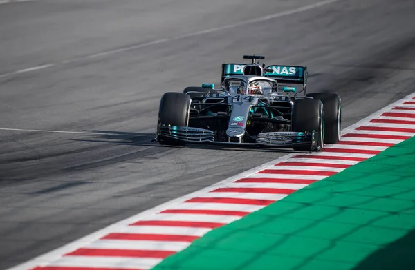 Barcelona Spagna Febbraio 2019 Lewis Hamilton Durante Giorni Test Formula — Foto Stock