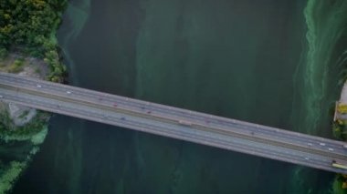 Kamyon, ağaçlar ve görünümü nehirde yeşil çiçek yollar. Yosun büyümesini kalın tabaka desen su üzerinde arka plan doku yüzey doğa şekillendirme.