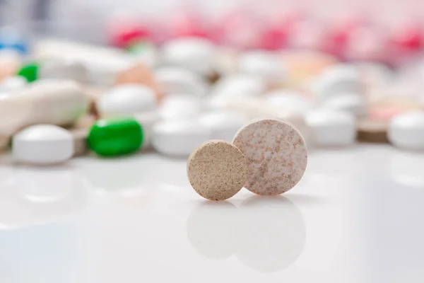 Heap of pills. Close-up of pills on a background medications