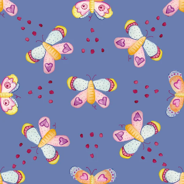 나비 원활한 반복 패턴 타일 — 스톡 벡터